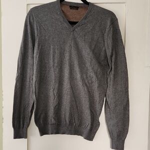 Massimo Dutti Charcoal V-Neck Sweater